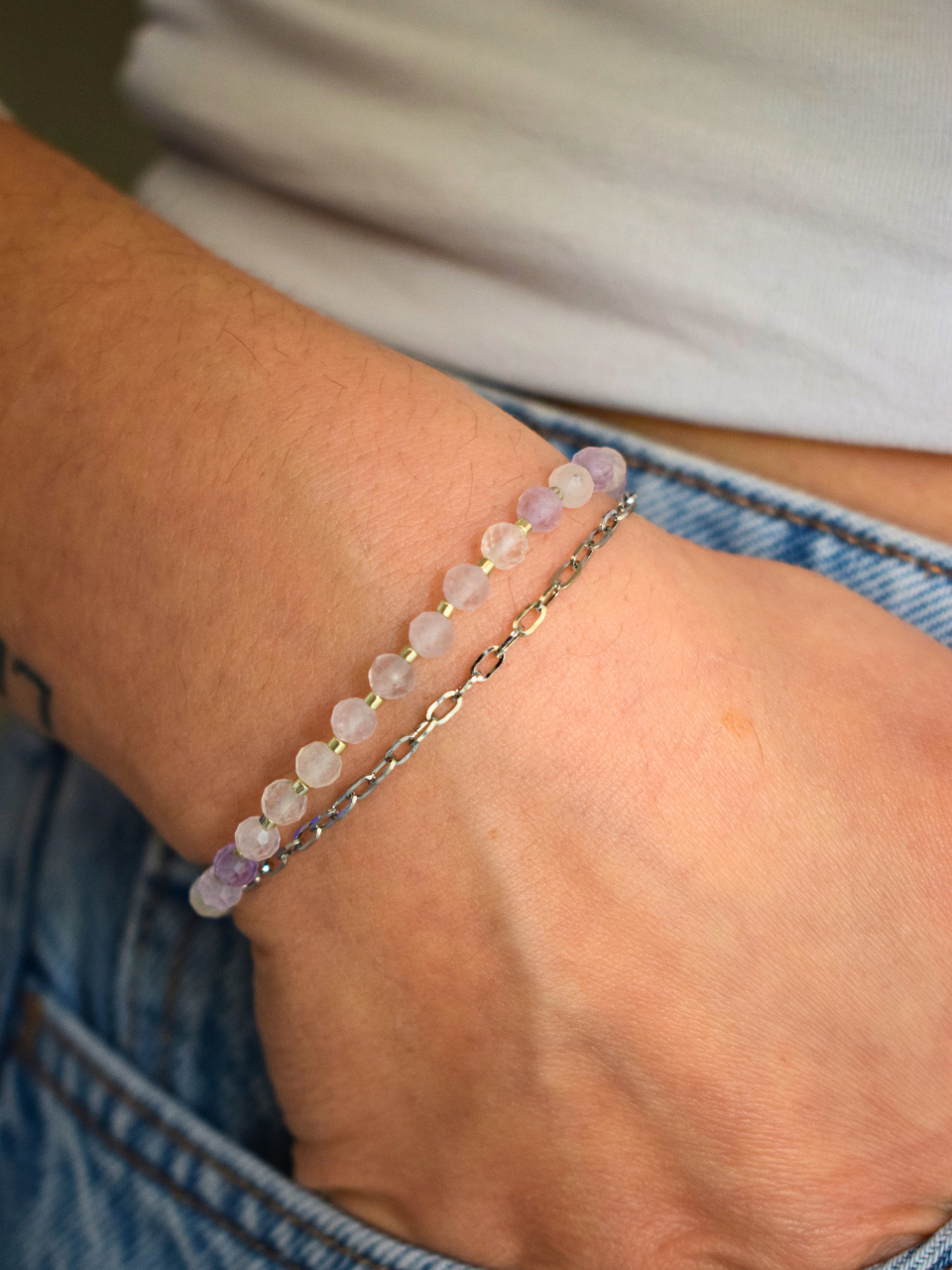 Bracelet "Sincère" – Améthyste & acier inoxydable
