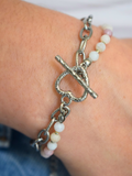 Bracelet "Généreuse" – Opale rose & acier inoxydable