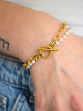 Bracelet "Généreuse" – Opale rose & acier inoxydable