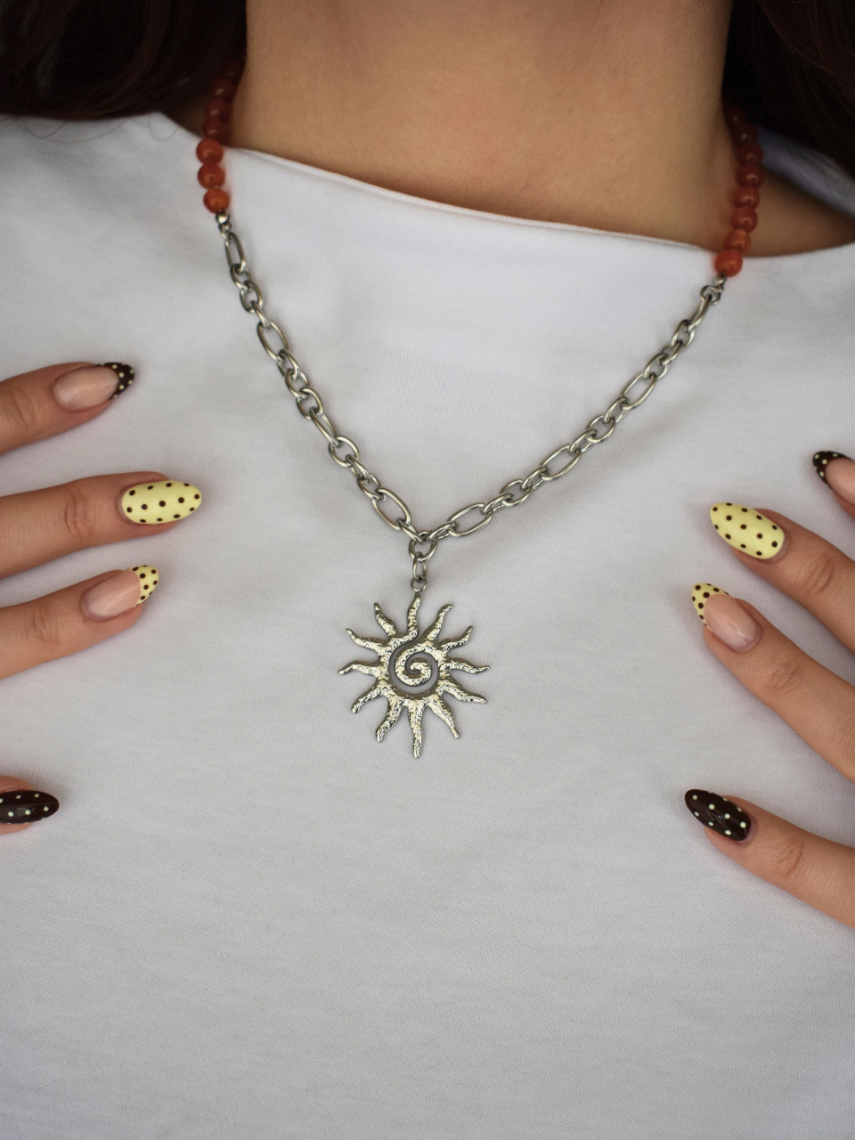 Collier "Déterminée" – Cornaline & acier inoxydable