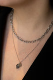 Collier Unique double rang en labradorite, acier inoxydable argenté, porté avec pendentif fleur